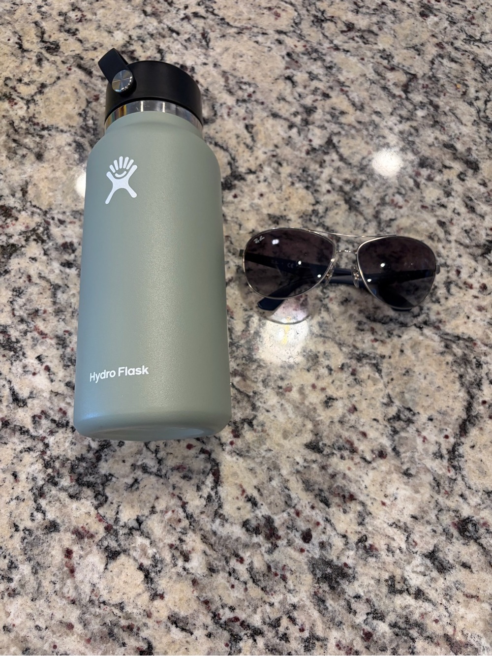 Hydro Flask Stainless Bottle in Sage Green with Black Lid